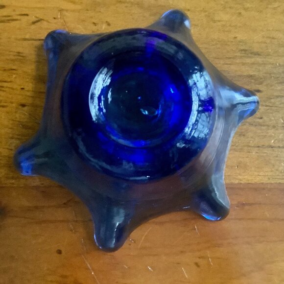 Set of Candleholders Cobalt Blue Glass Small - Picture 6 of 10